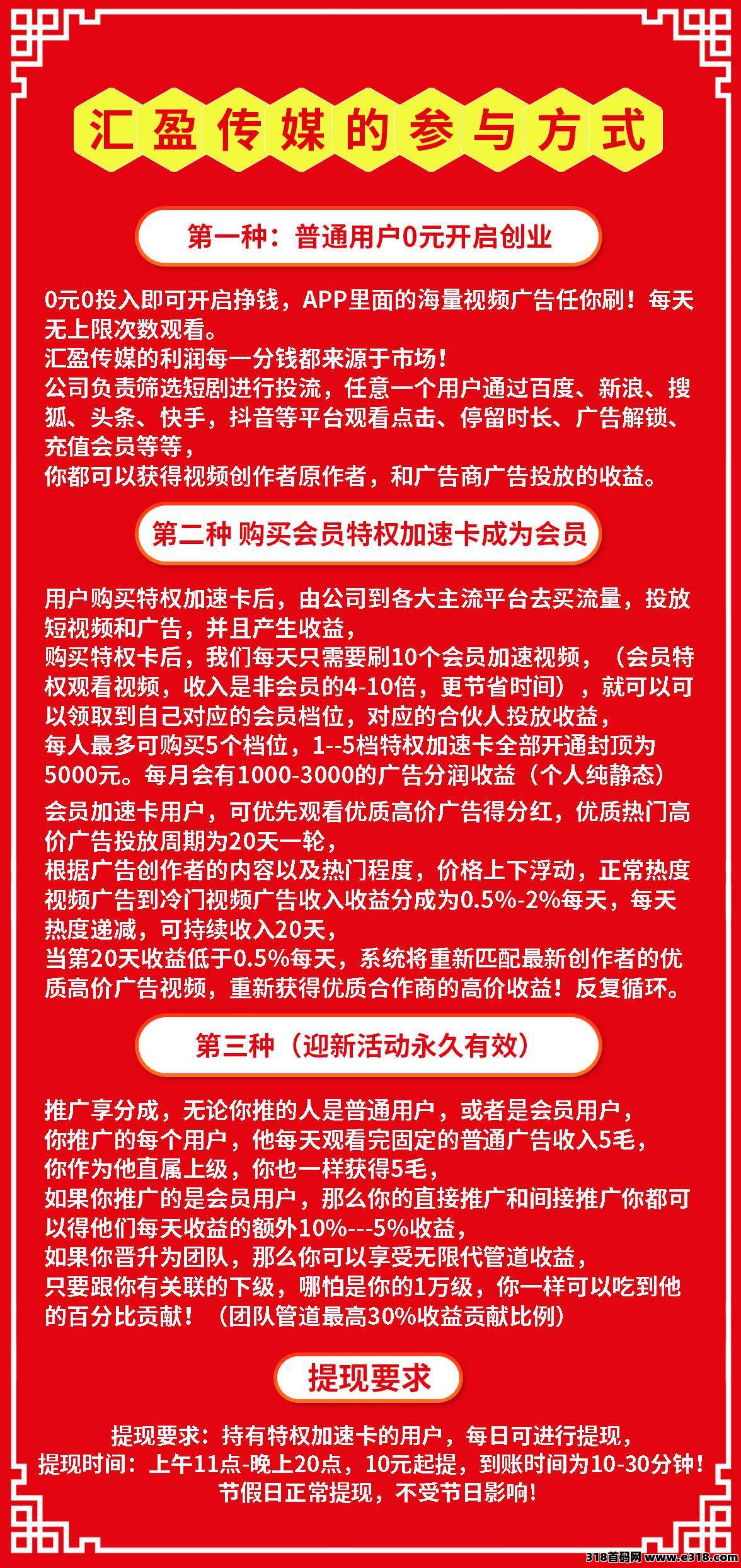 汇盈传媒零撸，**模式，广告赚不养机，保底收益高，零撸天花板