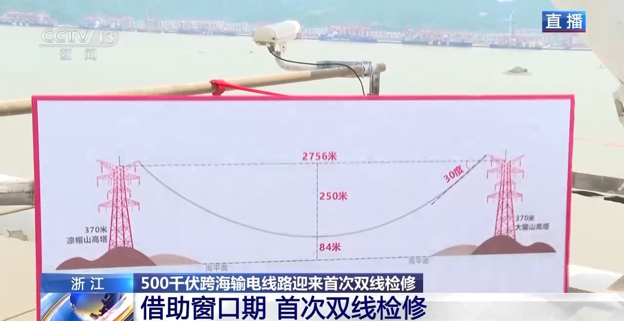 浙江舟山500千伏跨海输电线路迎来首次双线检修