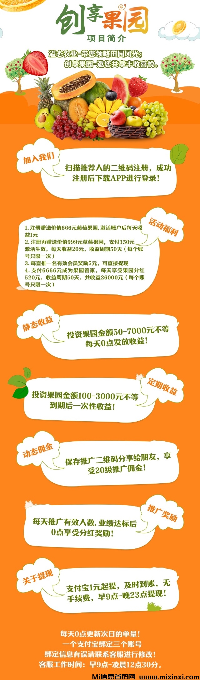 创享果园：刚出，注册送福利，自动挂机收益